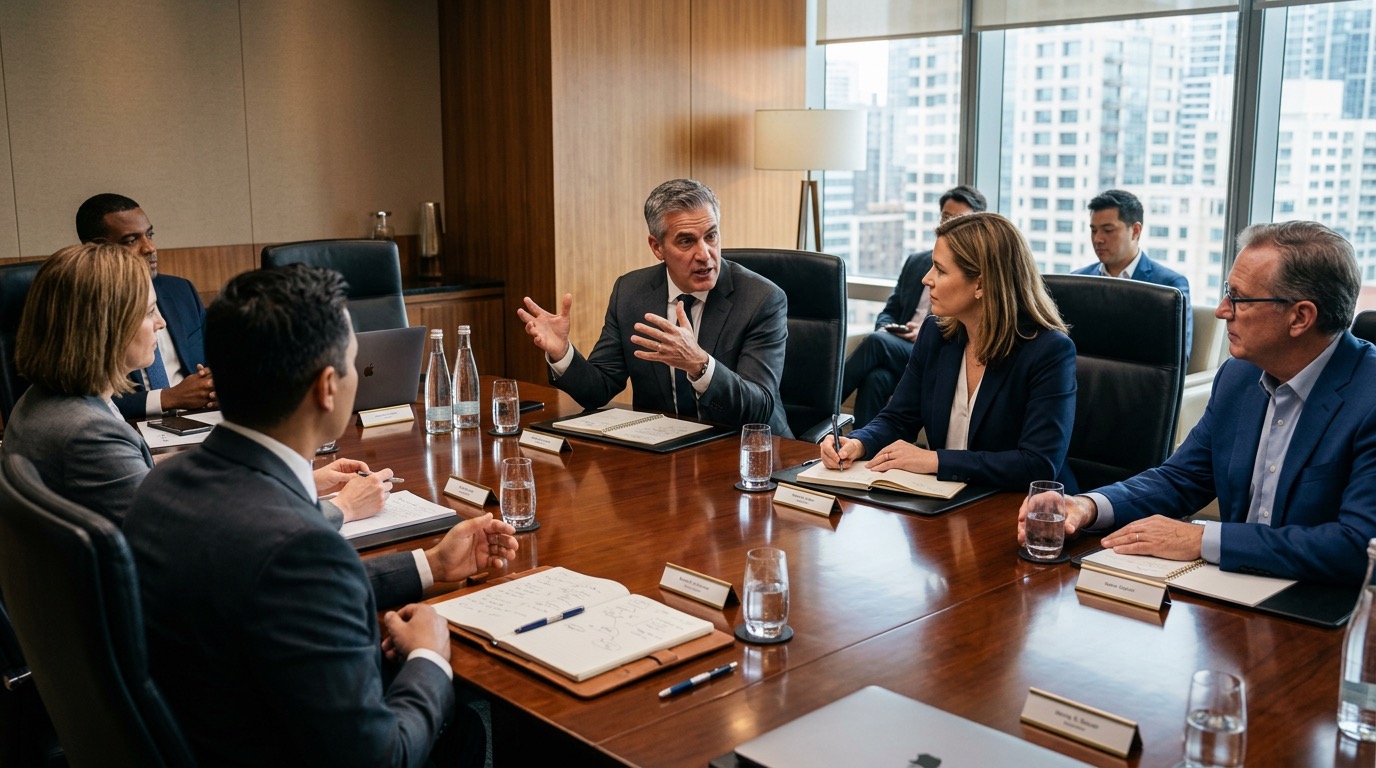 Spotkanie biznesowe — współpraca przy stole