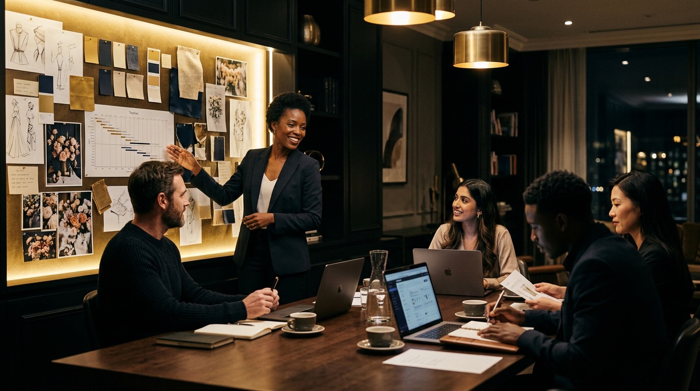 Zespół przy planowaniu wydarzenia firmowego — brief i harmonogram