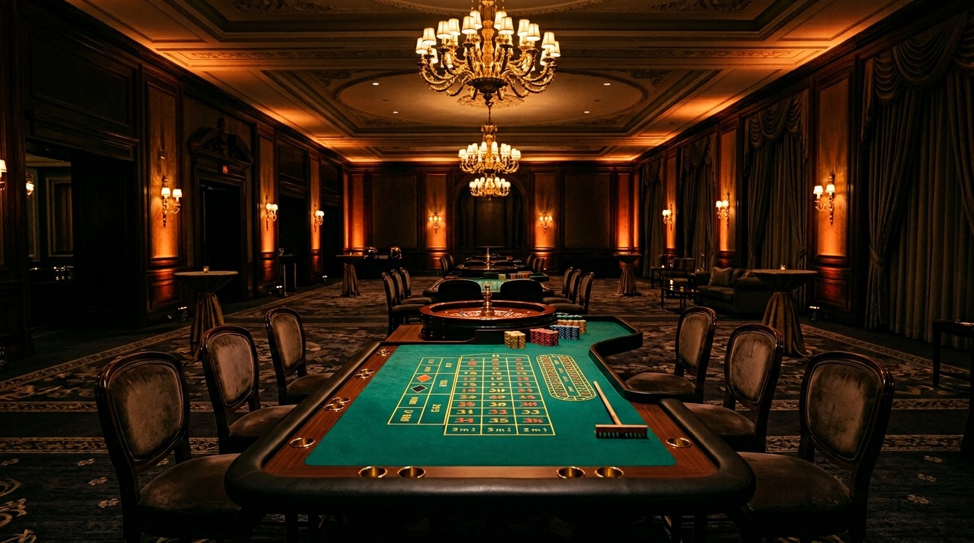 Event w stylu kasyna — sala i stoły, klimat wieczoru firmowego